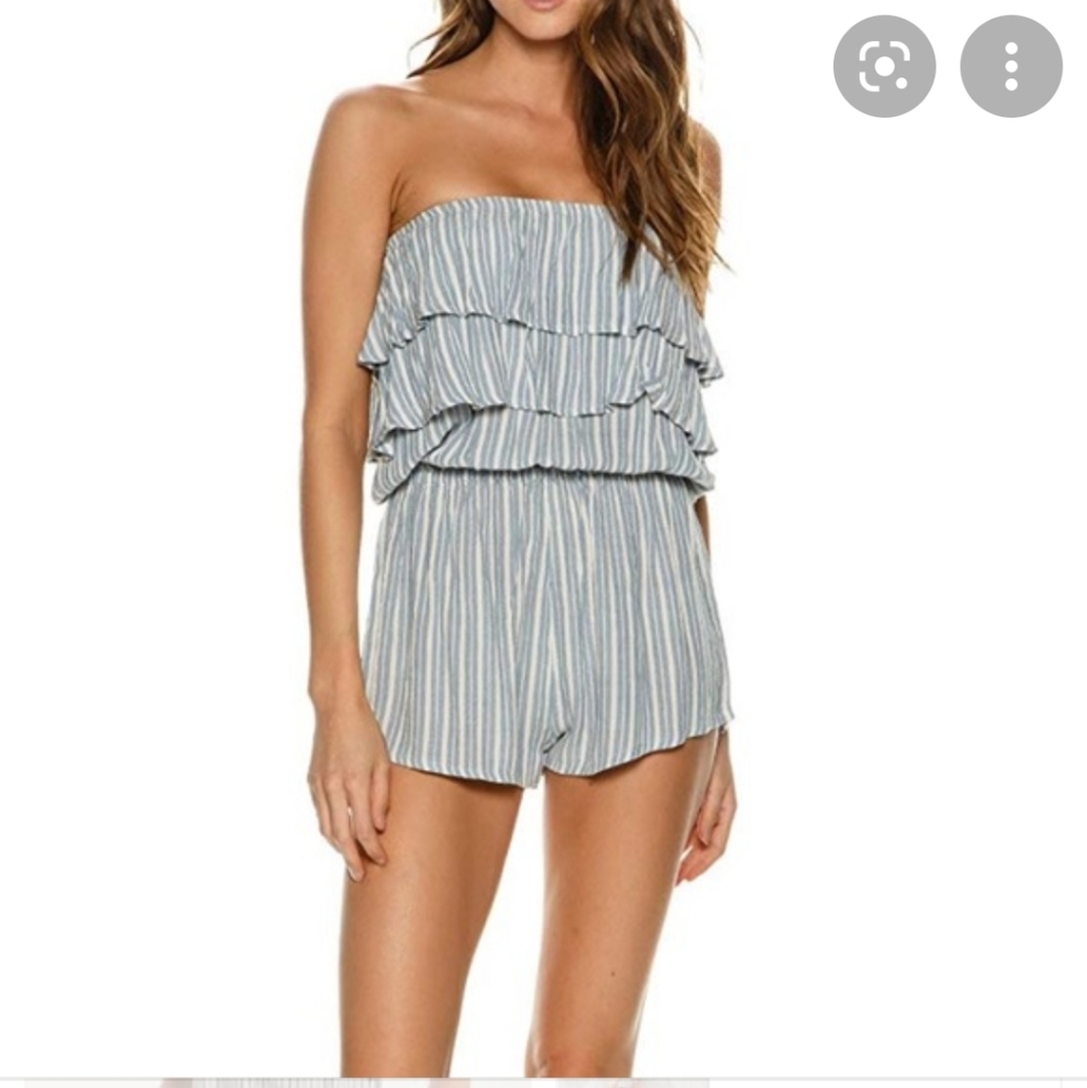 Billabong Blue and White Striped Romper